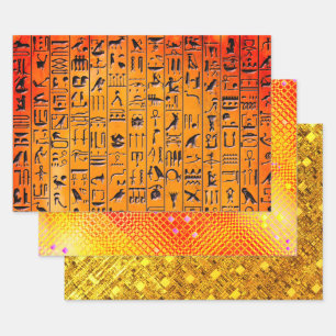 Feuille De Papier Cadeau Hiéroglyphes, frénésie et échantillonnage d'ar