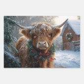Feuille De Papier Cadeau Highland Cow Rustic Barnyard Découpage de Noël (Devant 2)
