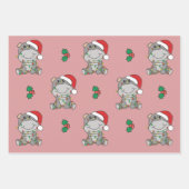 Feuille De Papier Cadeau Hippo Noël Animaux d'hiver Vacances Hippopotames (Devant 3)