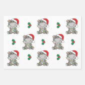 Feuille De Papier Cadeau Hippo Noël Animaux d'hiver Vacances Hippopotames (Devant 2)