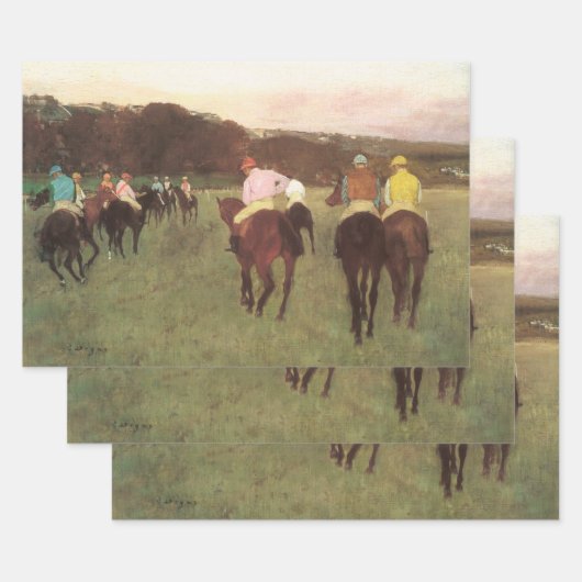 Feuille De Papier Cadeau Hippocampe à Longchamp par Edgar Degas (Lot)