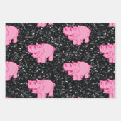 Feuille De Papier Cadeau Hippopotame rose Cute Hippopotame souriant (Devant 3)