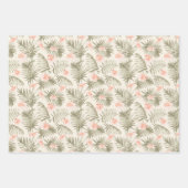 Feuille De Papier Cadeau Hisbiscus Tropical Palm Tree Motif (Devant)
