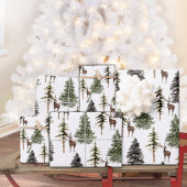 Feuille De Papier Cadeau Hiver Bois Pine Tree Forêt Reinder