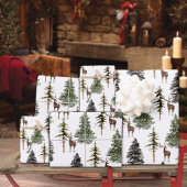 Feuille De Papier Cadeau Hiver Bois Pine Tree Forêt Reinder