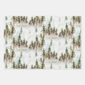 Feuille De Papier Cadeau Hiver Bois Snowy Pine Tree Forest Scène (Devant)