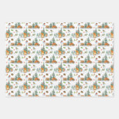 Feuille De Papier Cadeau Hiver Cosy Nature Fox Rabbit Oiseaux Pine Cônes (Devant)