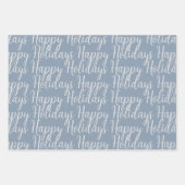 Feuille De Papier Cadeau Hiver Dusty Blue Noël Script Holiday (Devant 3)