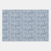 Feuille De Papier Cadeau Hiver Dusty Blue Noël Script Holiday (Devant 2)