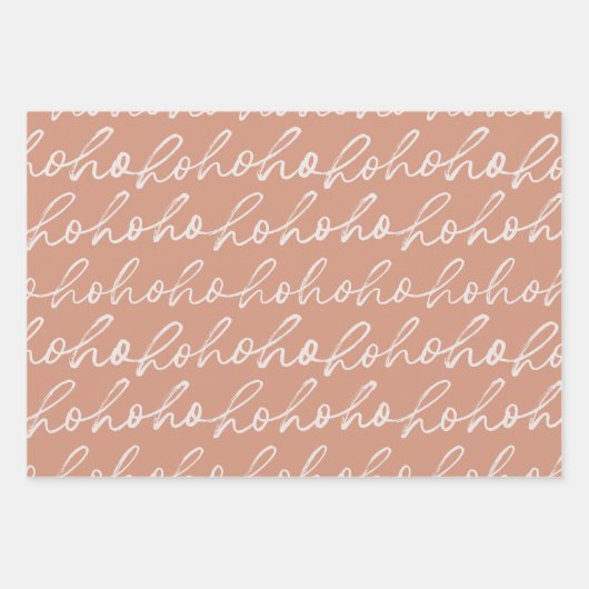 Feuille De Papier Cadeau Hiver HoHoHo Ornament Arbres Pastel Noël (Devant)