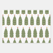 Feuille De Papier Cadeau Hiver Moderne Arbres Rétro Noël (Devant 3)