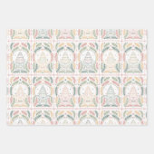 Feuille De Papier Cadeau Hiver Moderne Arbres Rétro Noël (Devant 2)