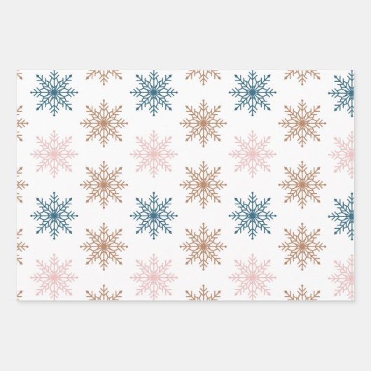 Feuille De Papier Cadeau Hiver Moderne Boho Flammes de neige Bleu Noël (Devant)