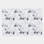 Feuille De Papier Cadeau Hiver ou Noël Neige Cerf Élégant (Devant)