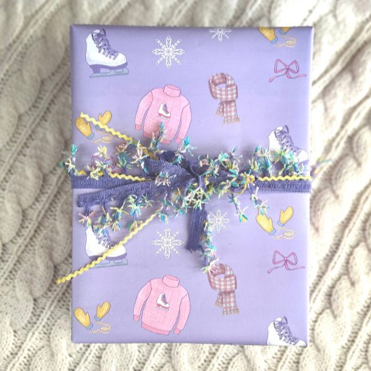 Feuille De Papier Cadeau Hiver Wonderland Figure Patinage Patinage sur glac