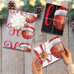 Feuille De Papier Cadeau Ho Ho Ho Christmas Basket<br><div class="desc">Un papier cadeau de Noël amusant pour les fanatiques du basket-ball. Ho Ho Ho,  plus de coups de force à venir!</div>