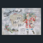 Feuille De Papier Cadeau Ho Ho Ho Père Noël Vintage Christmas<br><div class="desc">"Ho Ho Ho" Joyeux Noël dit ce Père Noël à barbe blanche dans son costume rouge enneigé classique dans notre collage vintage de lui "en route" avec son renne le soir de Noël. On entend presque la musique annonçant l'arrivée de "Jolly Olde Saint Nicholas", ayant lu la lettre de chaque...</div>