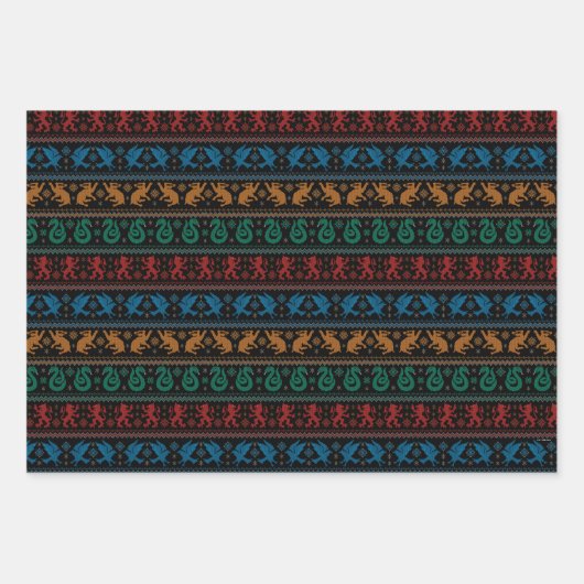 Feuille De Papier Cadeau HOGWARTS™ Maison Animaux Motif croisé (Devant 3)