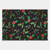Feuille De Papier Cadeau Holly Berry Noël Motif sans couture (Devant 3)