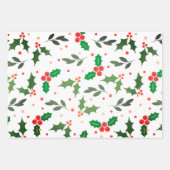 Feuille De Papier Cadeau Holly Berry Noël Motif sans couture (Devant 3)