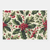 Feuille De Papier Cadeau Holly et Berries se répètent (Devant 2)