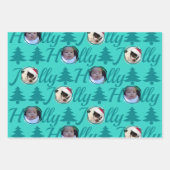 Feuille De Papier Cadeau Holly Jolly Photo Collage Turquoise Noël (Devant 2)