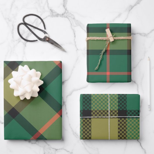 Feuille De Papier Cadeau Holly Wrapping Paper Flat Sheet Set of 3 (Recto)