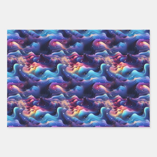 Feuille De Papier Cadeau Holographique Dreamscape : 3D Iridescente Design (Devant)