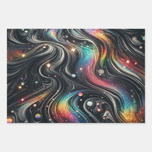 Feuille De Papier Cadeau Holographique Parties scintillant arc-en-ciel les  (Devant 3)