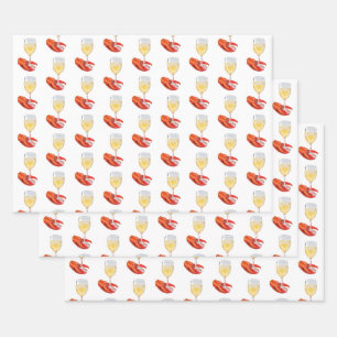 Feuille De Papier Cadeau Homard et vin