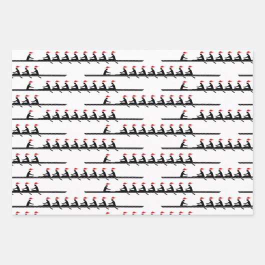 Feuille De Papier Cadeau Hommes Santa Hat Rowing Rowers Équipe #4 (Devant)