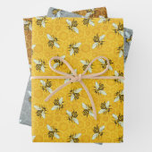 Feuille De Papier Cadeau Honeybee Honeypeb Beehive Bees Apiary Motifs (En situation)