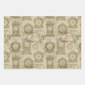 Feuille De Papier Cadeau Horloges et hibou antiques (Devant 3)