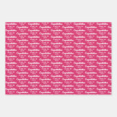 Feuille De Papier Cadeau Hot Pink Caps Diplomas Mixed Graduation Patterns (Devant 2)
