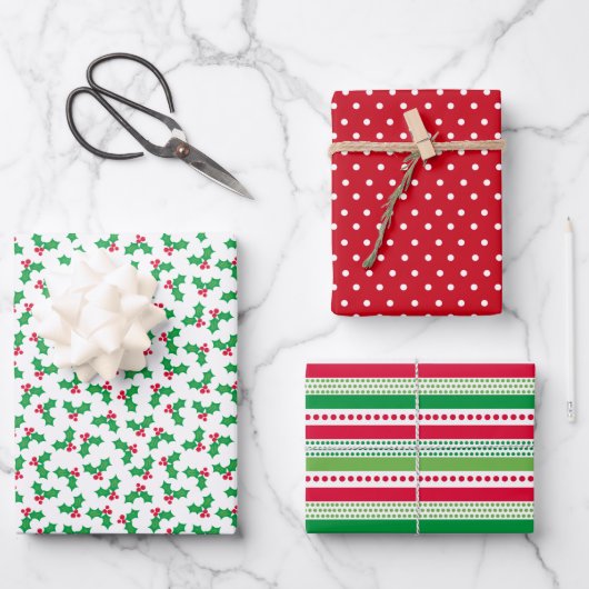 Feuille De Papier Cadeau Houx (Recto)
