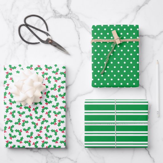 Feuille De Papier Cadeau Houx (Recto)