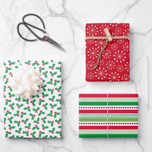 Feuille De Papier Cadeau Houx (Recto)