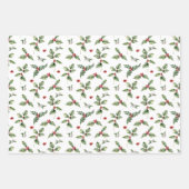 Feuille De Papier Cadeau Houx et gui de Noël (Devant 2)