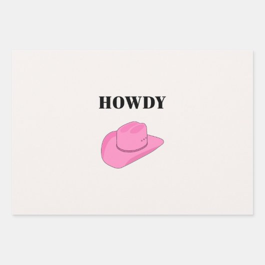 Feuille De Papier Cadeau Howdy Cowboy Casquette rose (Devant)