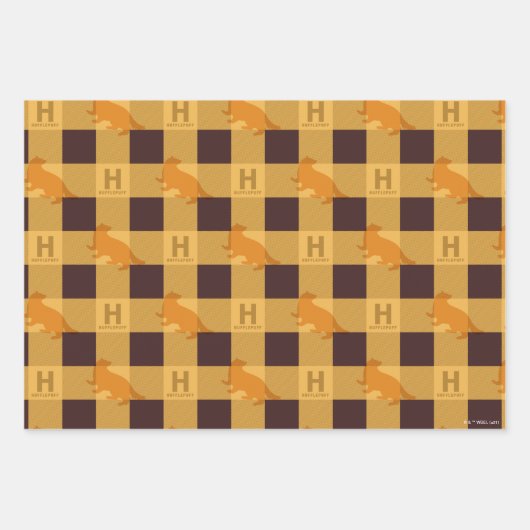 Feuille De Papier Cadeau HUFFLEPUFF™ Check Plaid Motif (Devant 3)