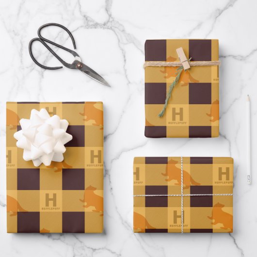 Feuille De Papier Cadeau HUFFLEPUFF™ Check Plaid Motif (Recto)