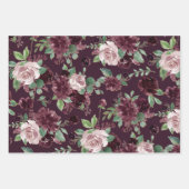 Feuille De Papier Cadeau Humeur Passion | Motif de rose de vigne pourpre dr (Devant 2)