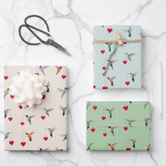 Feuille De Papier Cadeau Hummingbird Valentine's (Recto)