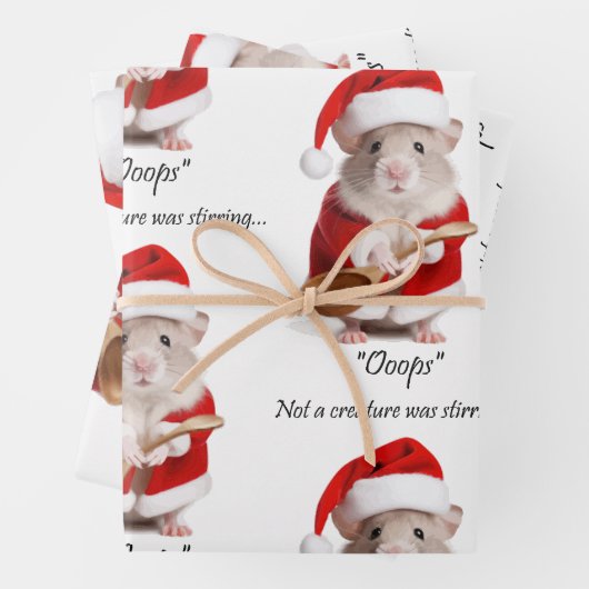 Feuille De Papier Cadeau Humour de Noël pas une créature remuait la souris (En situation)