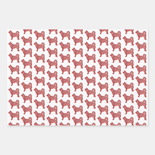 Feuille De Papier Cadeau Husky Siberian Chien Silhouette White Woofmas (Devant 3)