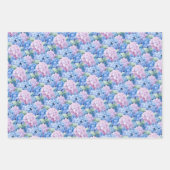 Feuille De Papier Cadeau Hydrangea Bleu et Rose Élégant (Devant 3)