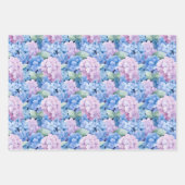 Feuille De Papier Cadeau Hydrangea Bleu et Rose Élégant (Devant 2)