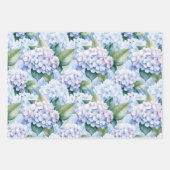 Feuille De Papier Cadeau Hydrangea Bleue Élégante (Devant)