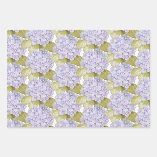 Feuille De Papier Cadeau Hydrangea Nuances De Violet Bleu (Devant 3)