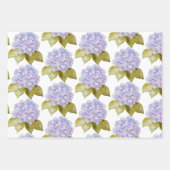 Feuille De Papier Cadeau Hydrangea Nuances De Violet Bleu (Devant 2)